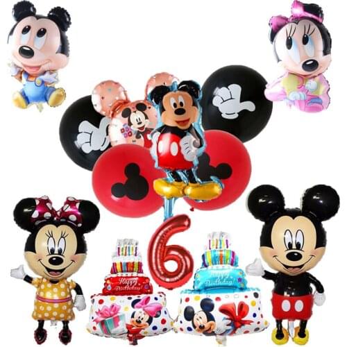 Mickey Minnie Foil Balloons 7pcs/lot Birthday Party Decorations Supplies Kids Favor balloons Kid Childrens Toy Baby Shower Girl