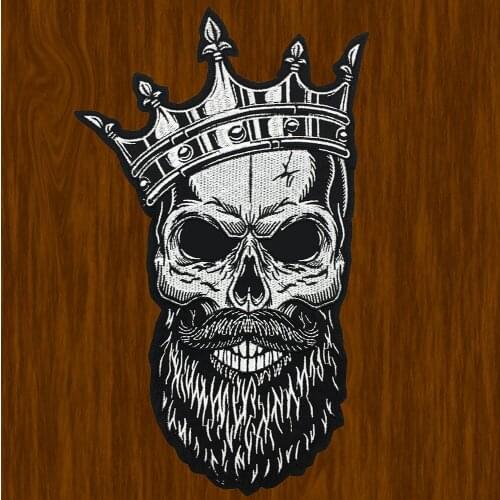 Domineering Punk Skull Patch Jean Jacket Badge Large Embroidery For Clothing Iron-on patchesStripes Applique Accessories