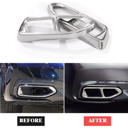 Yubao 2Pcs Stainless Steel Tail Car Exhaust Muffler Pipe Tip Cover Trim For BMW 7 Series G11 G12 730 740 750li 2016 2017 2018