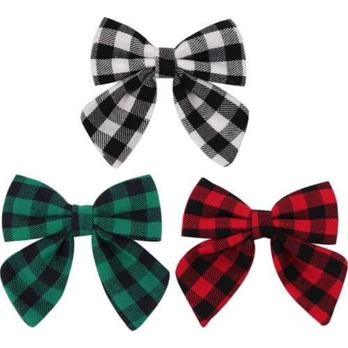 Oaoleer Girls Christmas Plaid Hair Bows With Clips School Party Headwear Hairgrip Hairbow New Year Decor Cute заколка для волос