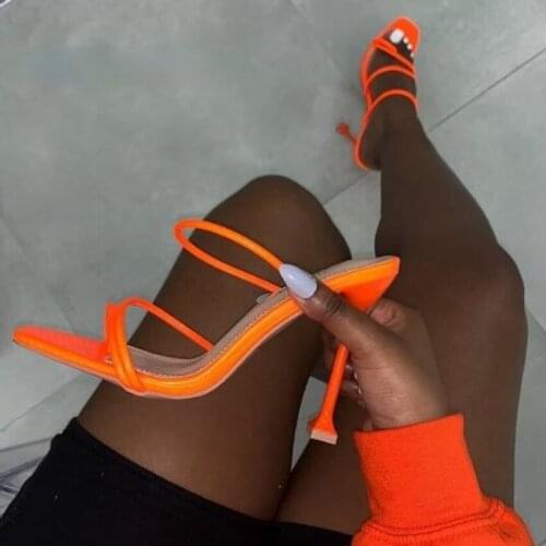2021 summer high heels sexy slippers sandals women stiletto heels square toe sandals ladies solid color high heels mules The New