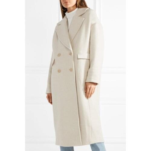 New 2021 Fall Winter Women Simple Wool Maxi Long Double Breasted Coat Silhouet Female Outerwear Manteau Femme Abrigos Mujer