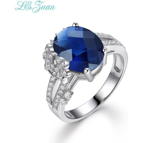 L&zuan 925 Sterling Silver Fine Jewelry 4.67ct Rings For Women Luxury Oval Sapphire Ring Bridal Wedding Accessories R0062-W02