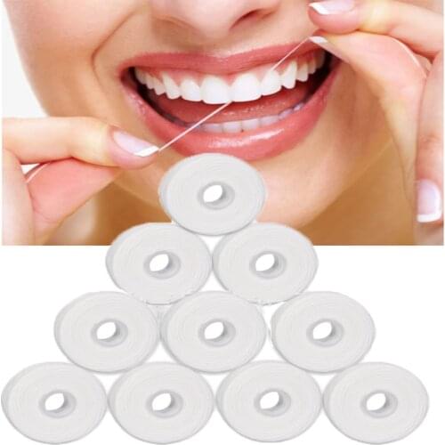 3/6/9pcs Dental Floss Pick Dental Flosser Built-In Spool Flat Wire Dental Floss Replacement Core Mint Flavor 50M