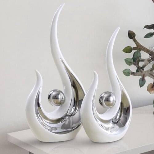 2Pcs/Set Modern Creative Ceramic Abstraction Phoenix Figurines Fashion Electroplating Handmad Crafts Home Decor Wedding Gift