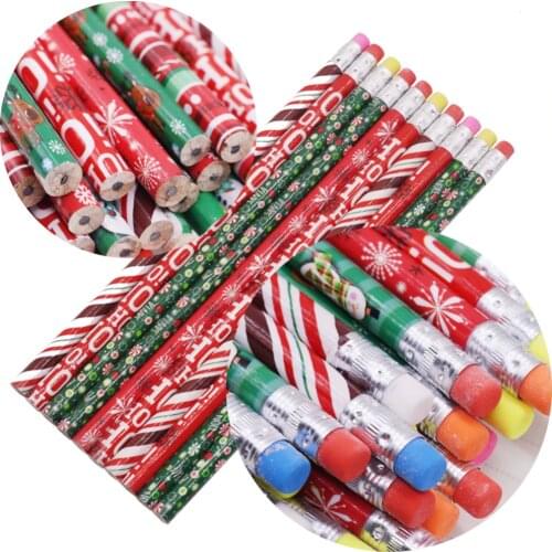 10 Pcs Art pen Christmas pencil Multiple pattern blending 188*8mm HB black pencil refill Holiday gift pen Student stationery