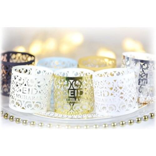 20/30/50pc Eid Mubarak paper Napkin Ring ramadan decorations for home Napkin Holder Table Decor EID Muslim Ramadan Kareem Decor