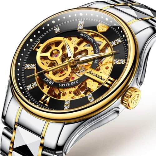 2021 Fashion Skeleton Design Men Mechanical Wristwatches Waterproof Automatic Sport Watch Tungsten Steel Strap Watches for Men