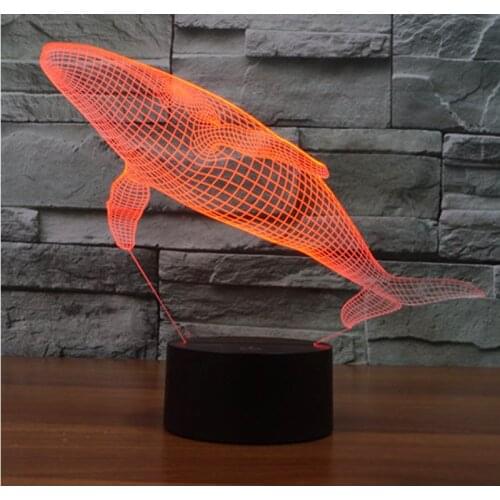 3D LED Night Light Whale Cetacean Come with 7 Colors Light for Home Decoration Lamp Amazing Visualization Optical Illusion