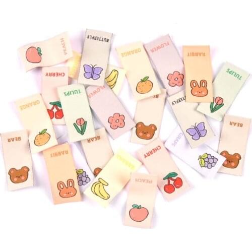 50pcs Cute Butterfly Fruit Embroidery Labels Sewing Clothes DIY Flag Label Kids Shoes Clothing Tags Handmade Crafts Accessorie