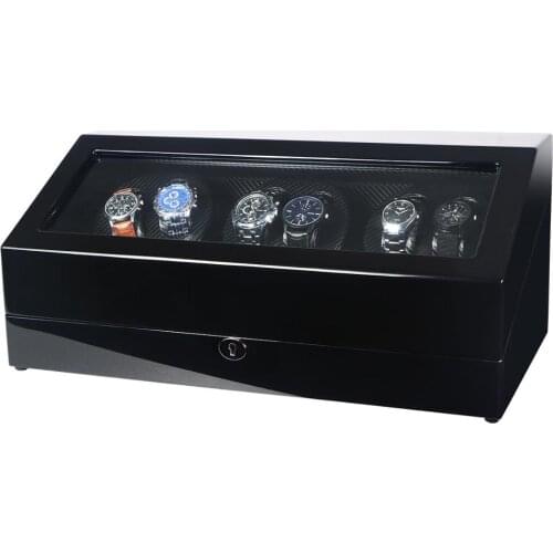 Automatic 6+7 Watch Winder Box PE Leather Watch Winding Winder Storage Watch Box Collection Display Quiet Motor With LED Light
