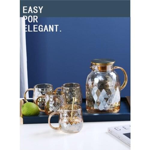 Household cold water kettle creative high boron silicon cold water kettle large capacity explosion-proof kettle cup set Open fla