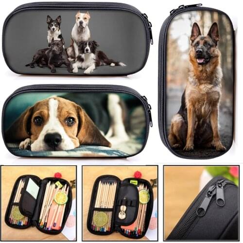 Dog Beagle German Shepherd Rottweiler Cosmetic Cases Pencil Bag Women Makeup Bags Teenager Girls Pencil Box School Case Supplies