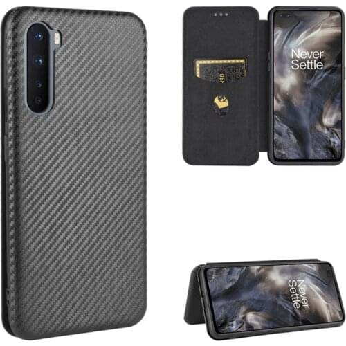For OnePlus Nord Case Luxury Flip Carbon Fiber Skin Magnetic Adsorption Protective Case For One Plus Nord Phone Bags