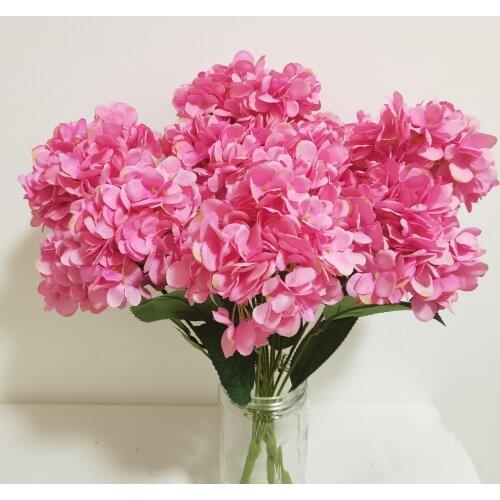 5 Heads Hydrangea Artificial Flower Decoration Wedding Bouquet Pink Silk Fake Flowers Arrangement Flores Artificiales Home Decor