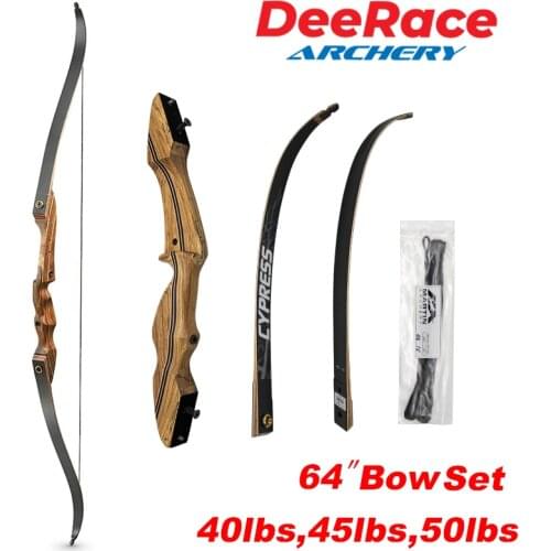 64" Inches Wood Archery Recurve Bow Traditional Take Down For Hunting or 3D Hunting 40lbs 45lbs 50lbs Right Left Hand