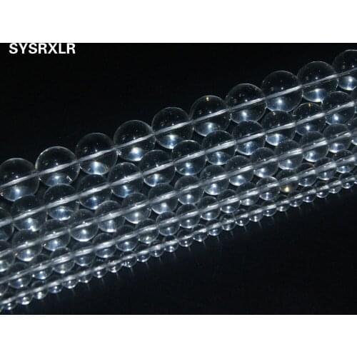 Wholesale Natural Stone Synthesis Smooth Clear Quartz Crystals Beads For Jewelry Making DIY Bracelet 4/6/8/10/12/14/16/18/20 MM