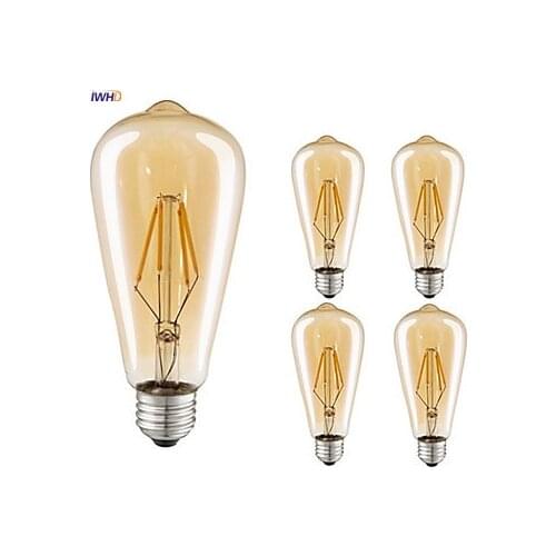IWHD ST64 Ampul Lampara Vintage Lamp Edison Bulb LED Filament Bulb Decoration Retro Lamp Light Bulb Ampoule Bombilla Gloeilamp