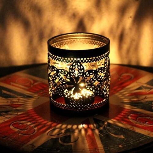 Continental Iron Candlestick Minimalist Flower Scented Candles Cup Household Metal Crafts Ornaments Decorations for Home Resin