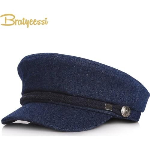 New Baby Hat for Boys Flat Top Military Baby Cap for Girls Denim Kids Hat Sailor Hat for Children Boy Girl Hats 51/53