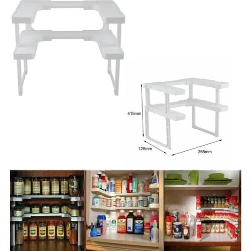 New Multi-function Adjustable Kitchen Bathroom Rack Stackable Storage Organizer Shelving Spice Jar Shelf Accessoriy
