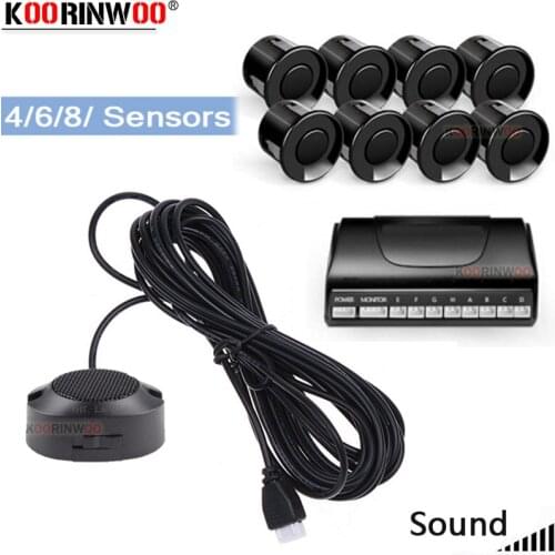 Koorinwoo Adjustable Speaker Parktronic Car Parking Sensors 8 4 Probes Front BacK Buzzer Alert Car Detector Parking Assistance