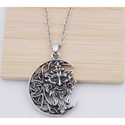 Crescent Celtic Knot Crow Wolf Necklace Pagan Animal Wiccan Moon Pendant