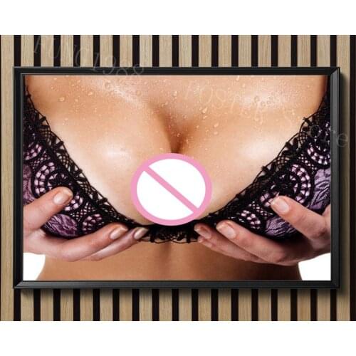 S149 Sexy Wet Big Boobs Hot Close Up Wall Posters Prints Silk Art Painting For Home Bedroom Decor