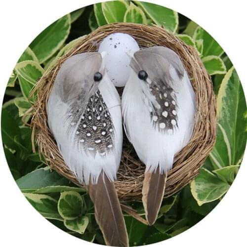 1 Set Realistic Feathered Birds With Nest Birds Egg Creative Artificial Craft for Garden Lawn Decor Home Car Ornament