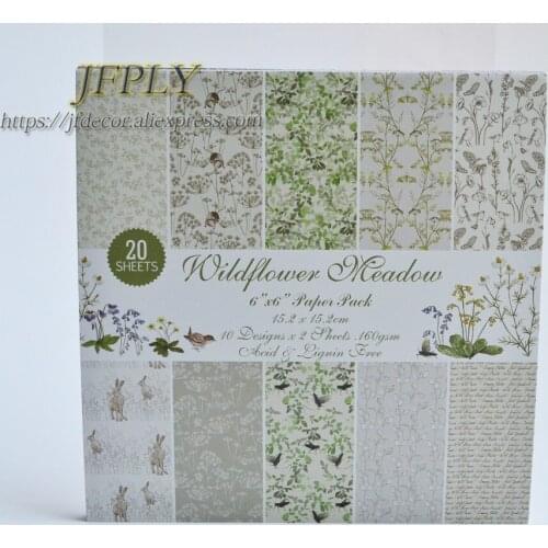 Wildflower Series Scrapbooking Paper Pack Craft Paper Art Card Card Making 6"x 6" 20 Sheets /pack