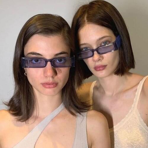 Y2K Fashion Women Men Punk Sunglasses Hot Sale Brand Designer Narrow Square Frame Eyeglasses Hip Hop Funny Eyewear