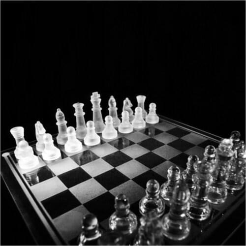Glass Chess set Decorative Intelligence Strategy Checkers Hobby Game Set