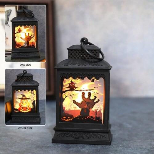 Halloween Decoration Led Candles Light Art Decorate Ornaments Vintage Castle Pumpkin Hanging Lamps Home Halloween Accessories