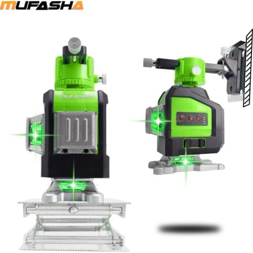 MUFASHA 3D 12Lines Green Laser Level Self-Leveling Horizontal&Vertical Cross Lines with Removable battery