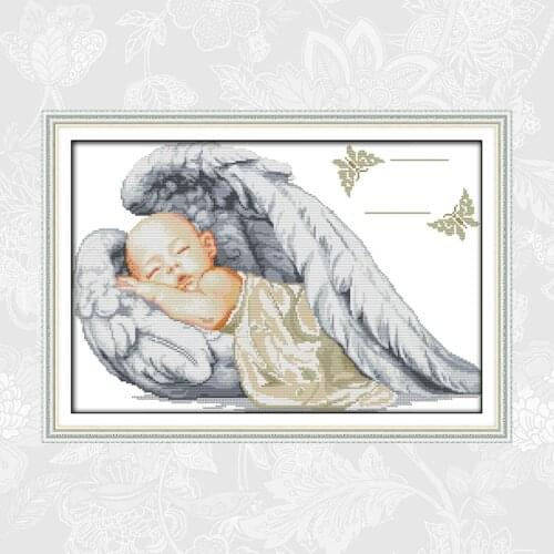 Little angel birth Patterns DMC Counted Embroidery Printed on Canvas Cross Stitch kits DIY Handmade Needlework Crafts