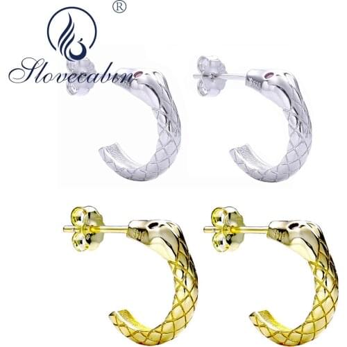 Slovecabin 925 Sterling Silver No Stone Snake Pendant Drop Earring For Women Party Vintage Red Eye Animal Brincos Dangle Jewelry