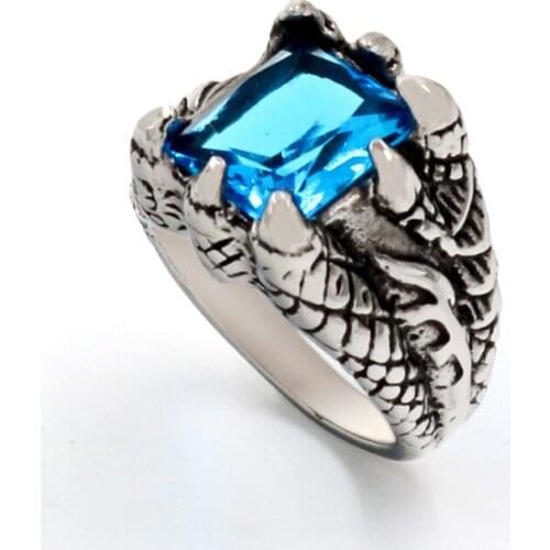 Domineering Vintage Inlaid e Rings Influx Mens Jewelry Titanium Steel Dragon Claw Ring Free Shipping