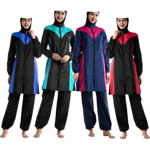 Womens Swimming Suit Muslim Bikini Women High Waist Padded Push up Bikini Set Swimsuit Bathing Suit Islam Sportwear 2021 mujer