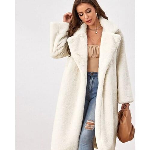 Winter Fall 2021 Women Female Thick Warm Artifical Fur Long Coat , Korean Style Fashion Autumn Woman Elegant Jacket Coats