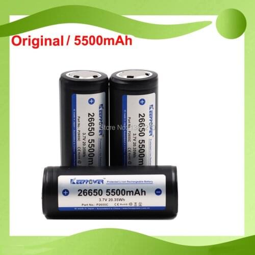 3PCS/Lot Keeppower 3.7V 26650 ICR26650 5500mAh PROTECTED High Drain Flashlight Battery
