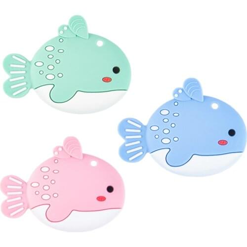 Chenkai 5PCS Fish Shaped Silicone Teether Baby Sensory Pendant Food Grade For DIY Infant Lovely Nursing Shower Pacifier Gifts
