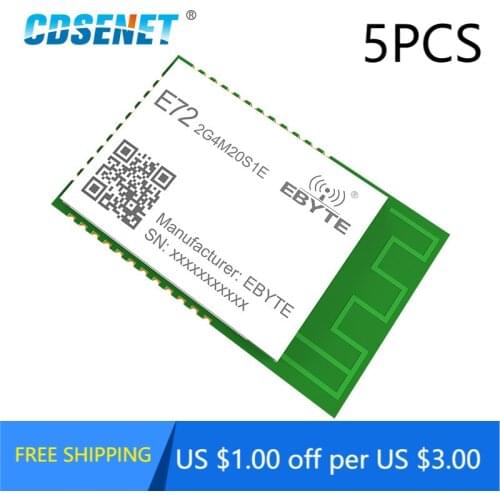 5X CC2652P ZigBee Blue-tooth Multi-protocol 2.4GHz SMD Wireless SoC Module 20dBm Transceiver Receiver PCB Antenna E72-2G4M20S1E