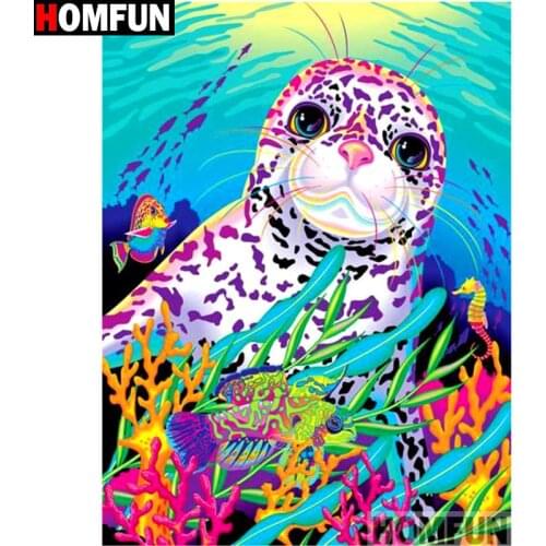 HOMFUN Full Square/Round Drill 5D DIY Diamond Painting "Cartoon seal" Embroidery Cross Stitch 5D Home Decor Gift A14762