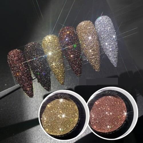 Shining Sugar Nail Glitter Powder Rose Gold Sandy Dust Luxury Sparkles Nail Art Pigment Laser Gel Manicure Polish Decorations
