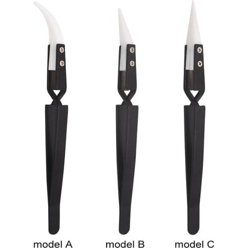 Black Ceramic Tweezers Heat Resistant Cross Lock Reverse Automatic Clamp Nipper Forceps Tweezers For E-Cigarette Heating Coil