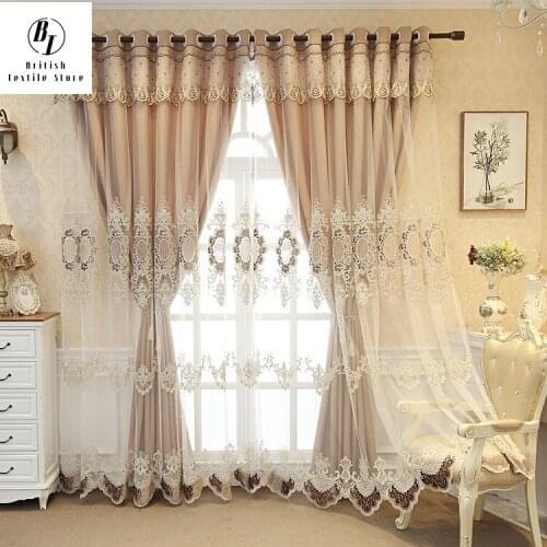 Curatins Fpr Living Room Bedroom Shading Finished Curtain European French Window Bay Window Embroidered Yarn Double Curtains