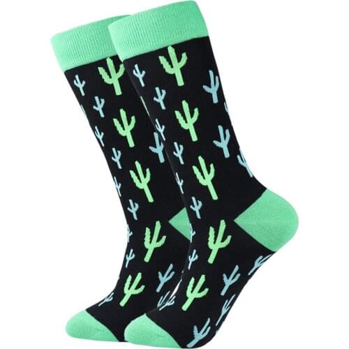 European Fashion Fresh Plant Cactus Long Sock Men Women Hip Hop Cool Green Cacti Cereus Dress Sock Dropshipping