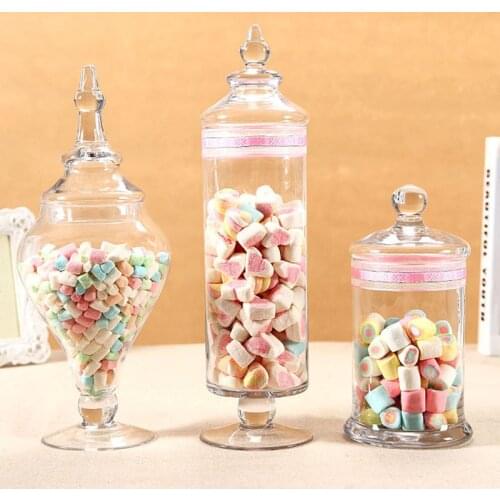 European Candy Storage Jars with Lid Transparent Desktop Candy Jar Creativity Wedding Dessert Organizer Home Decoration Modern