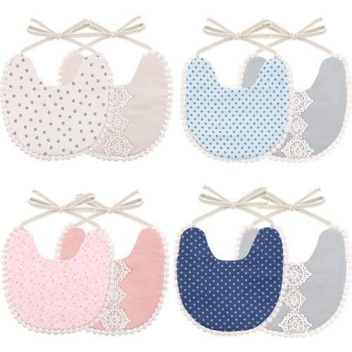 Ins Double Side Floral Polka Dot Linen Infant Toddler Saliva Towel Bandana Bibs High Quality Burp Cloth