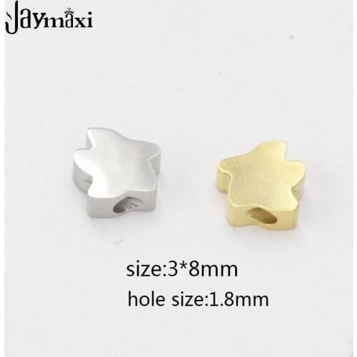 Jaymaxi Mini Starfish Beads 1.8mm Hole Mirror Polished Stainless Steel Charms DIY Jewelry Findings 3*8mm 20piece/lot Wholesales